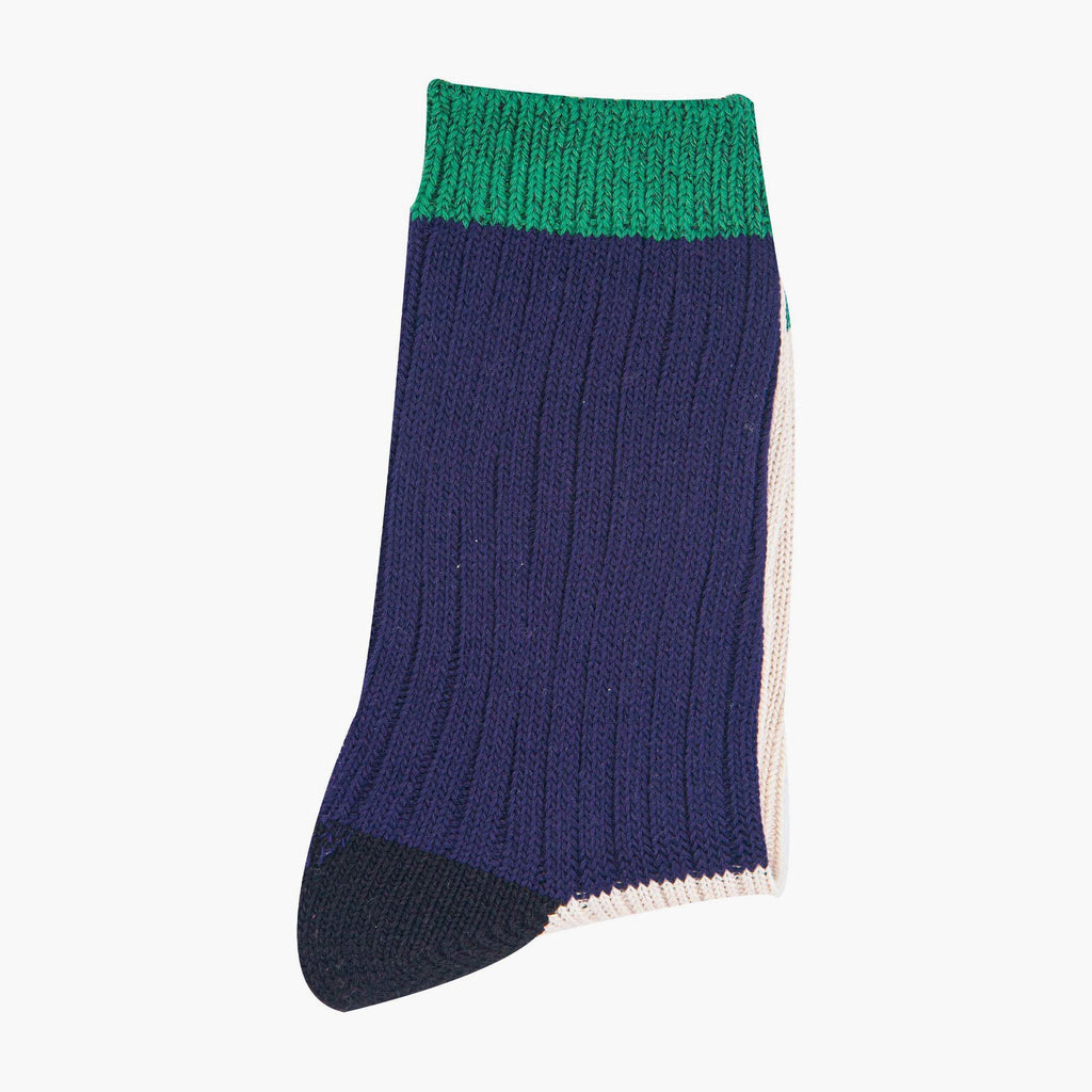womens-mid-calf-socks-navy-blue-cream-colour-block-1-folded