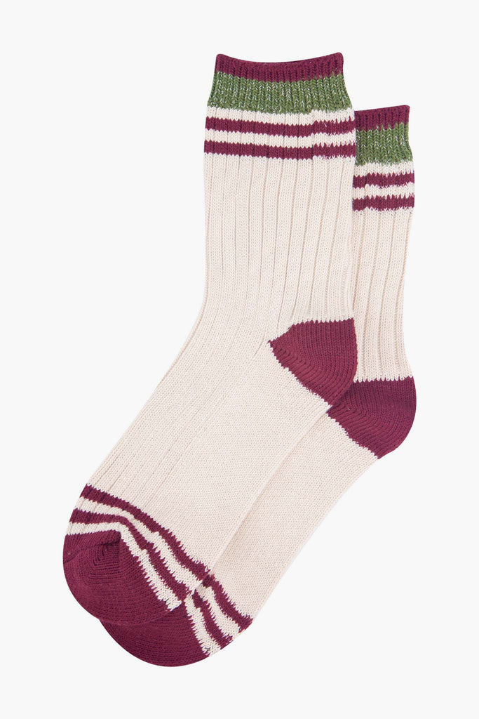 womens-mid-calf-socks-cream-khaki-striped-cuff-laying-flat