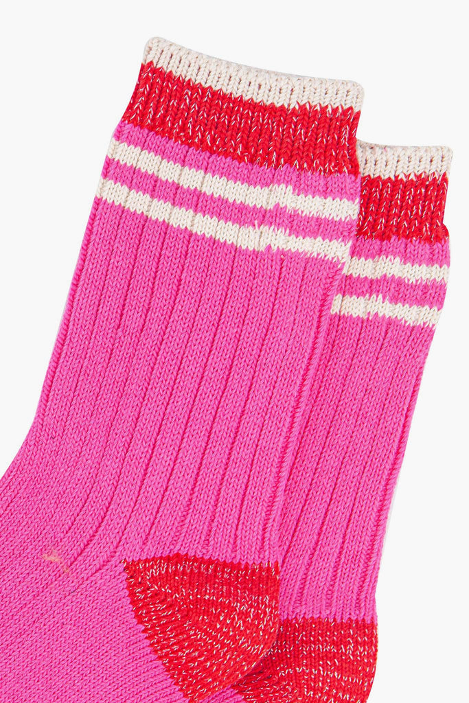 womens-mid-calf-socks-pink-red-striped-cuff-close-up-material