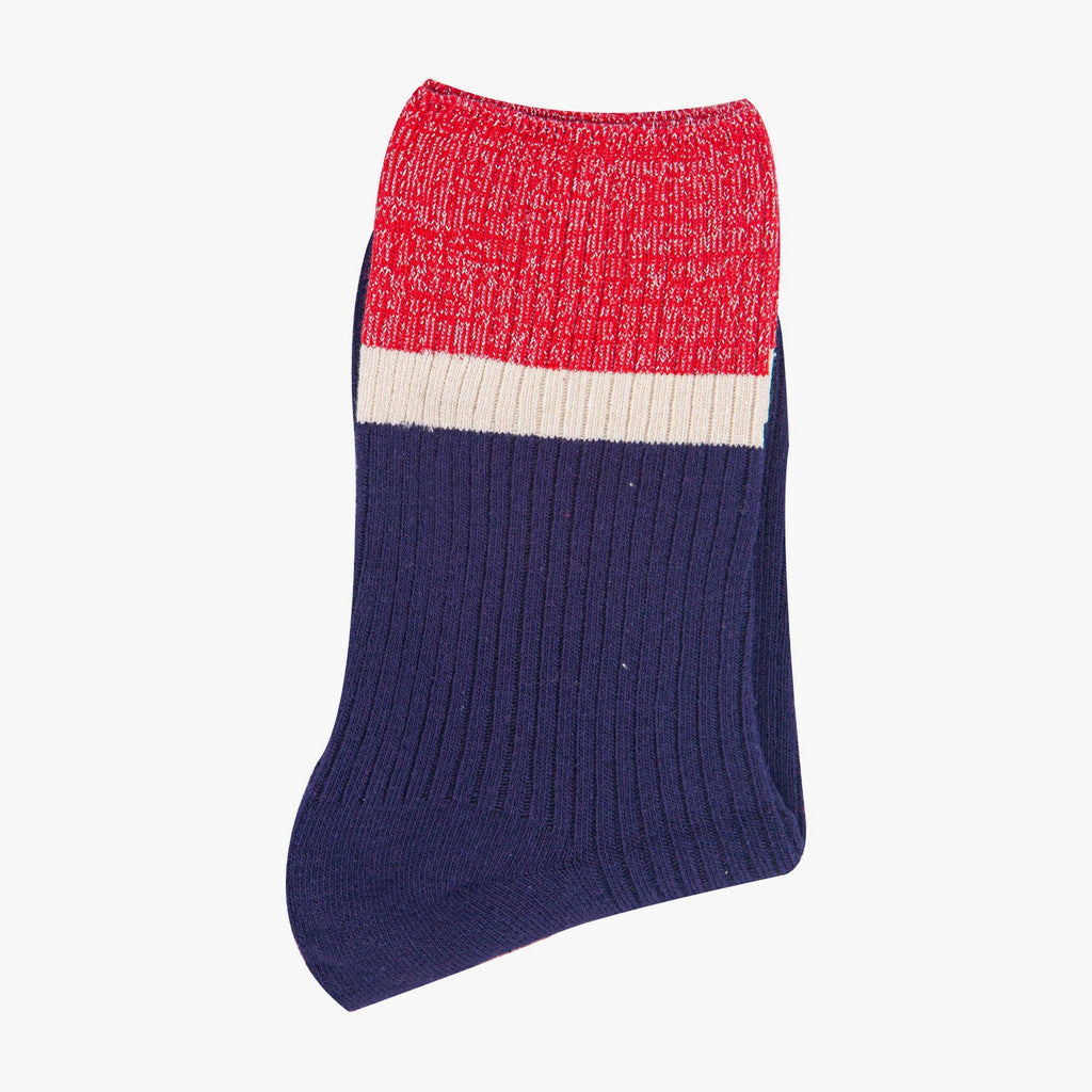 womens-mid-calf-socks-navy-blue-red-contrast-cuff-folded-thick-cotton