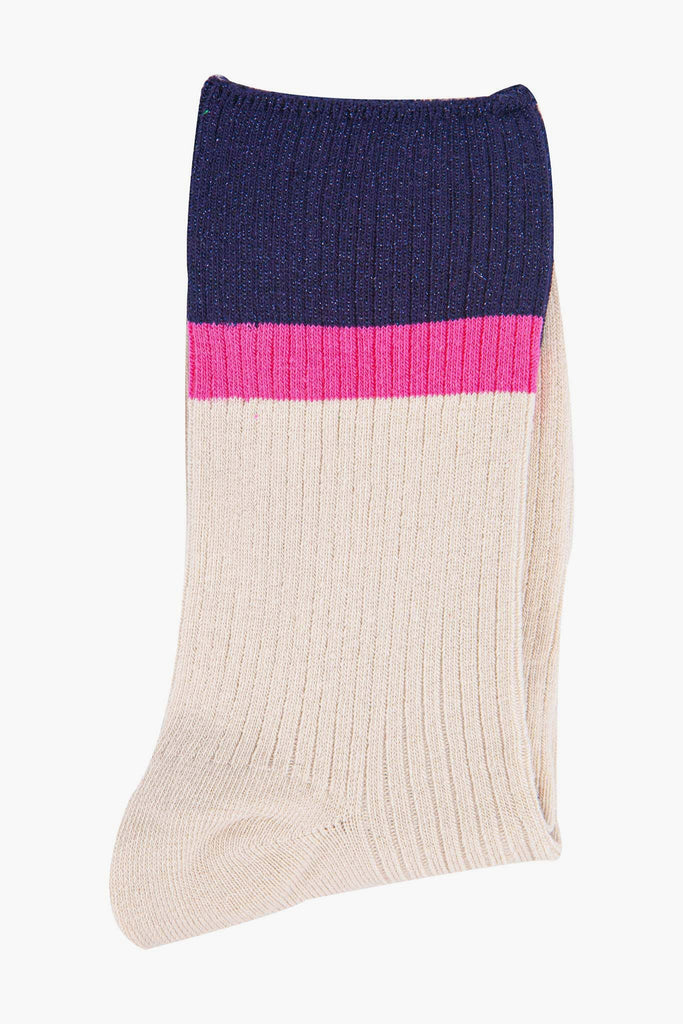 womens-mid-calf-socks-cream-navy-blue-contrast-cuff-folded-thick-cotton