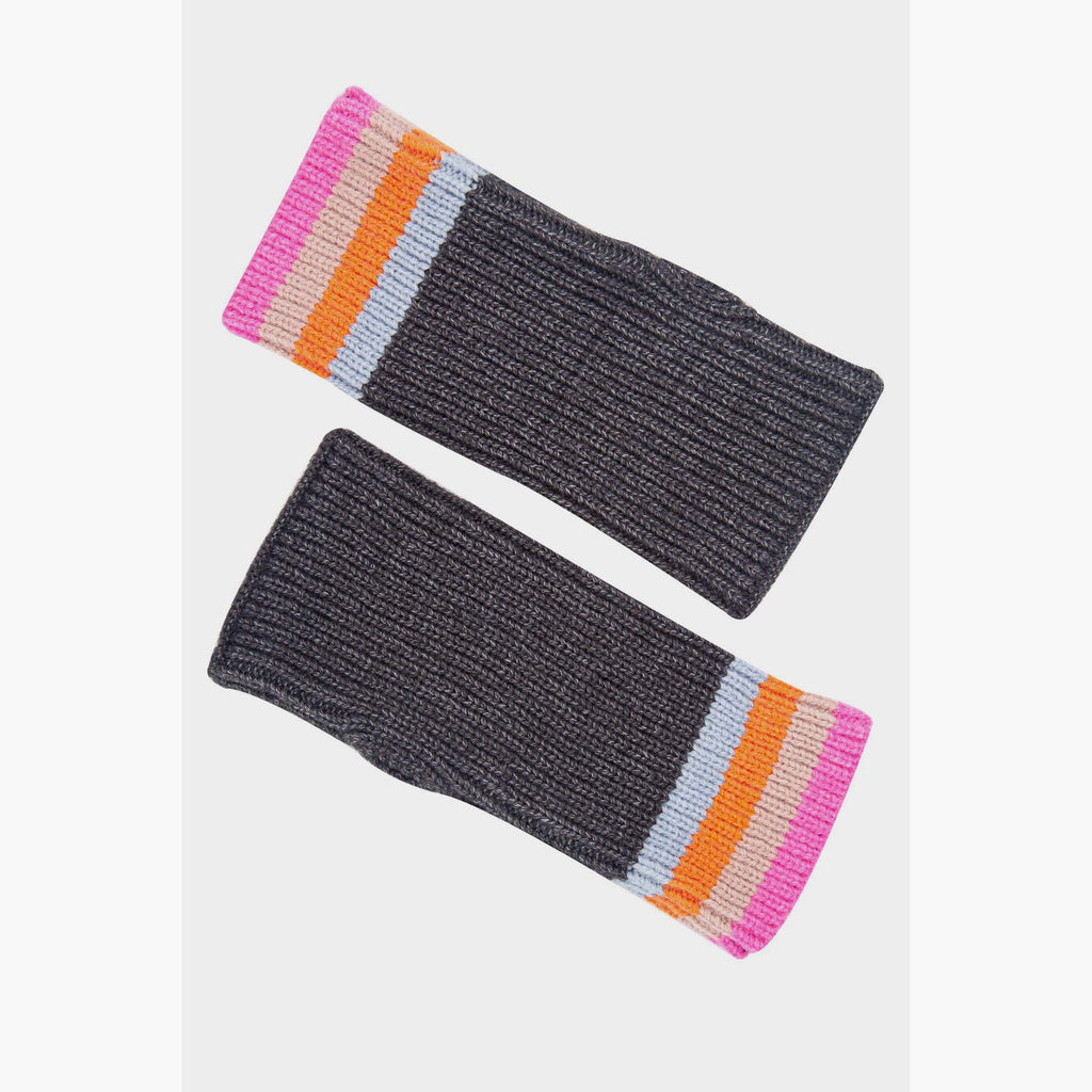 dollie-wrist-warmers-dark-grey-rainbow-stripe-laying-flat