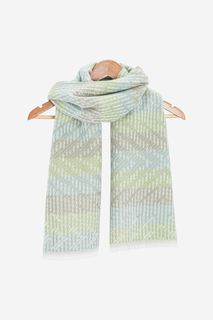 reed-khaki-green-stripe-heavyweight-scarf-draped-coat-hanger