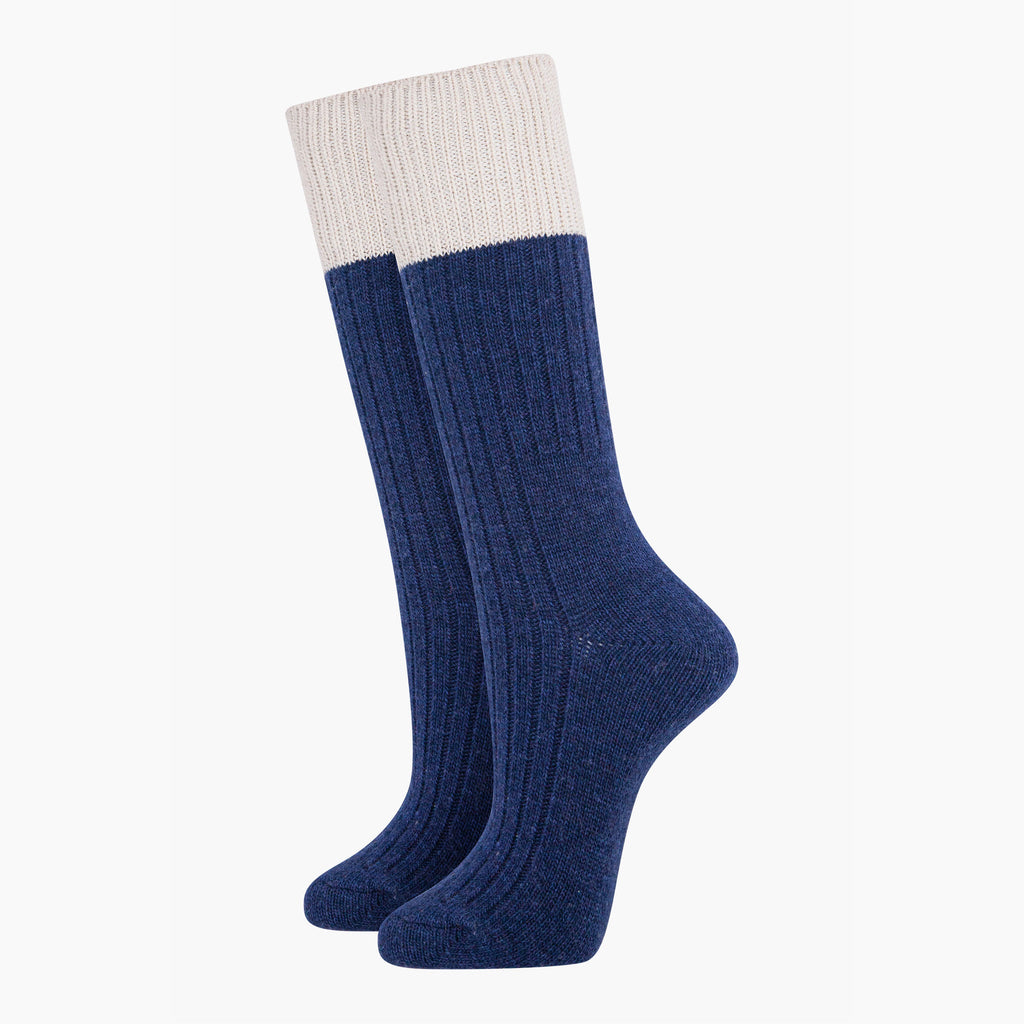 womens-mid-calf-socks-navy-blue-cream-colour-block-long-ribbed