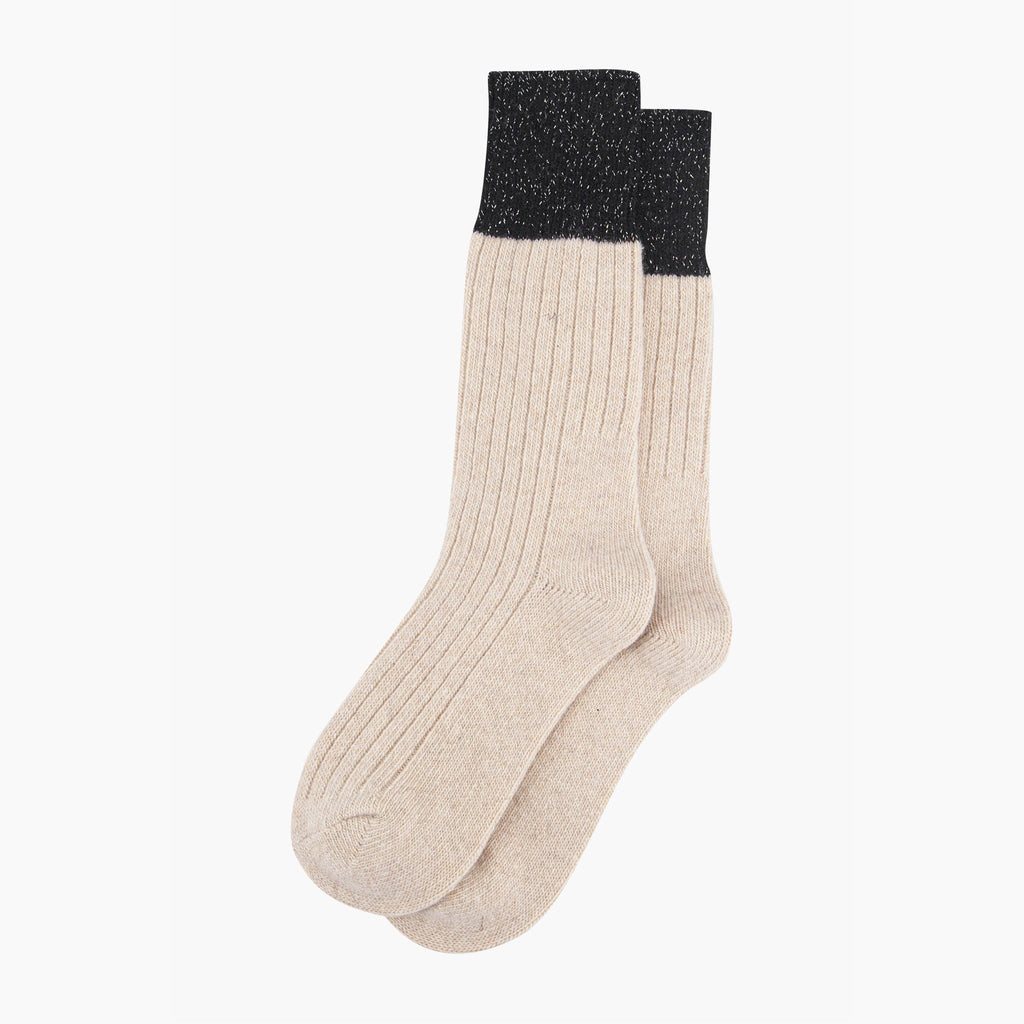 womens-mid-calf-socks-cream-black-colour-block-laying-flat