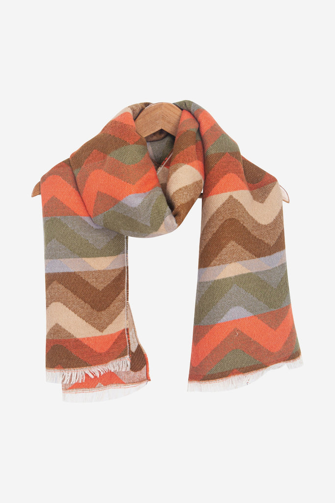 bowie-khaki-orange-zig-zag-heavyweight-scarf-draped-coat-hanger