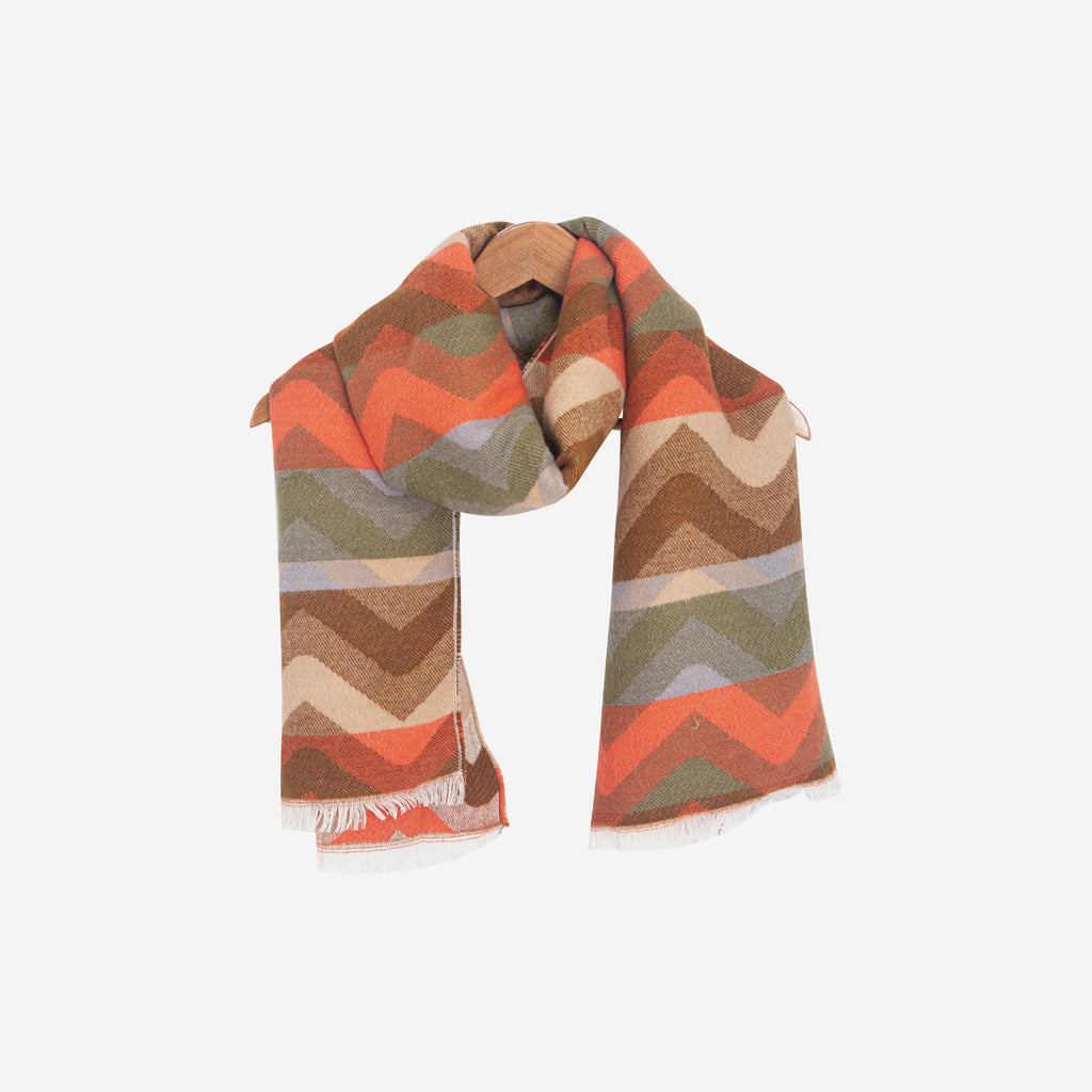 bowie-khaki-orange-zig-zag-heavyweight-scarf-draped-coat-hanger