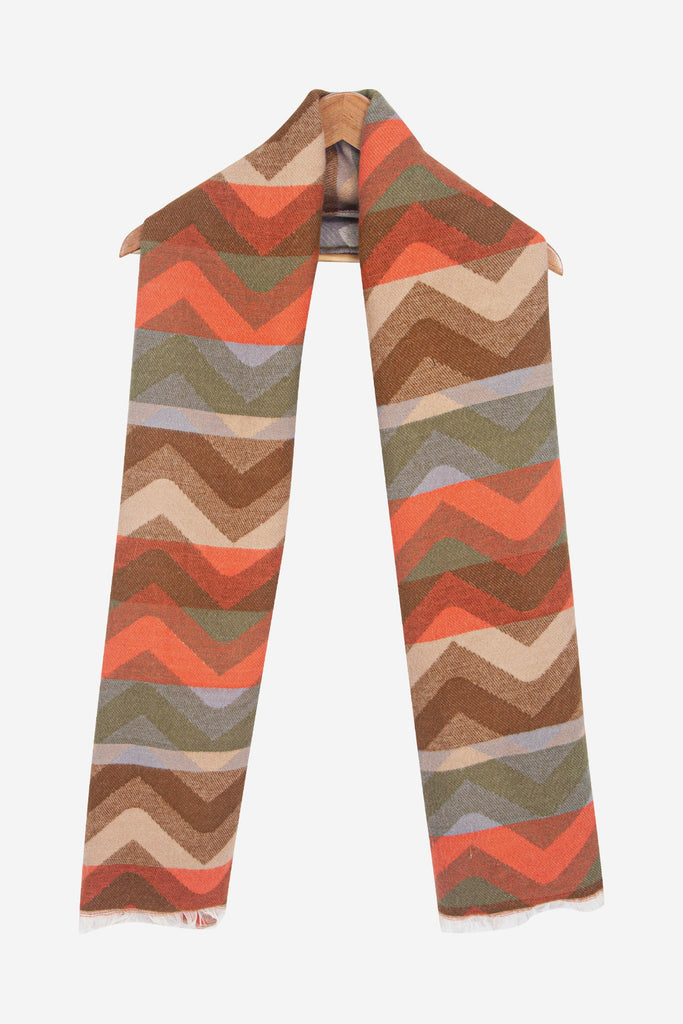 bowie-khaki-orange-zig-zag-heavyweight-scarf-draped-length