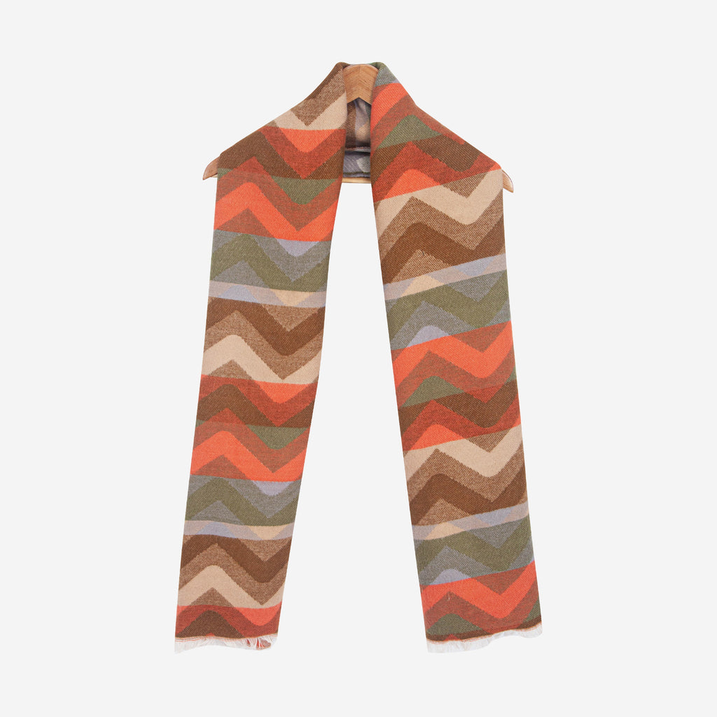 bowie-khaki-orange-zig-zag-heavyweight-scarf-draped-length