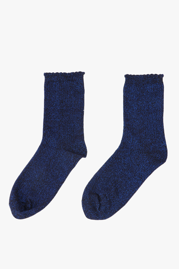 black and blue glitter ankle socks