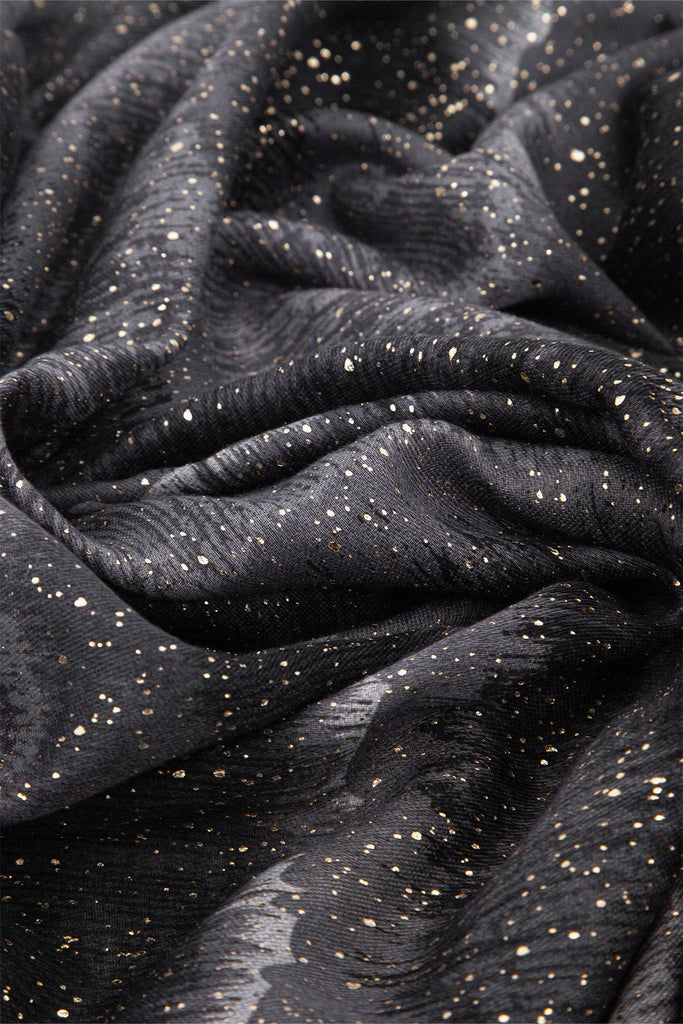 tierney-black-ombre-stripe-lightweight-scarf-close-up-material-gold-foil