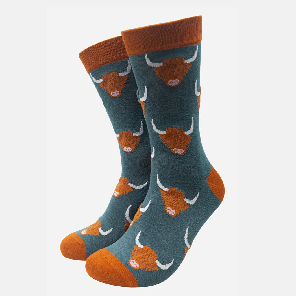 mens-socks-gift-box-blue-highland-cow-teal