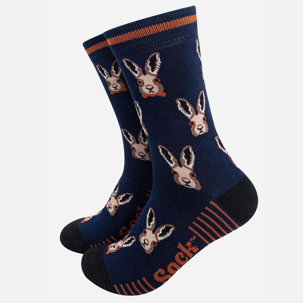 mens-socks-gift-box-navy-woodland-animal-hare-jack-rabbits