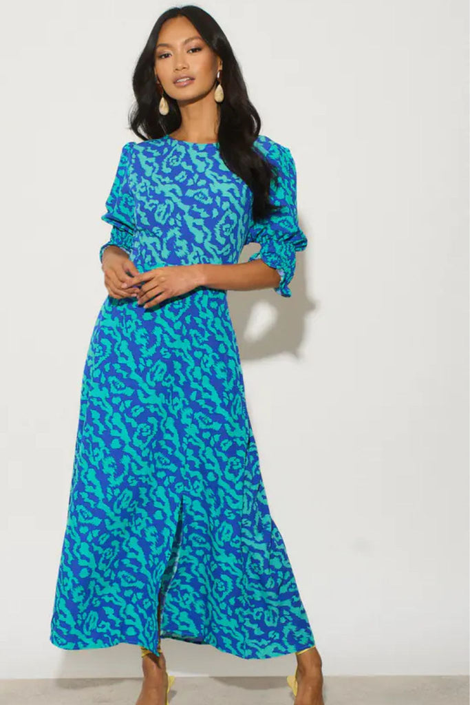 hazel-midi-tea-dress-blue-animal-print-1