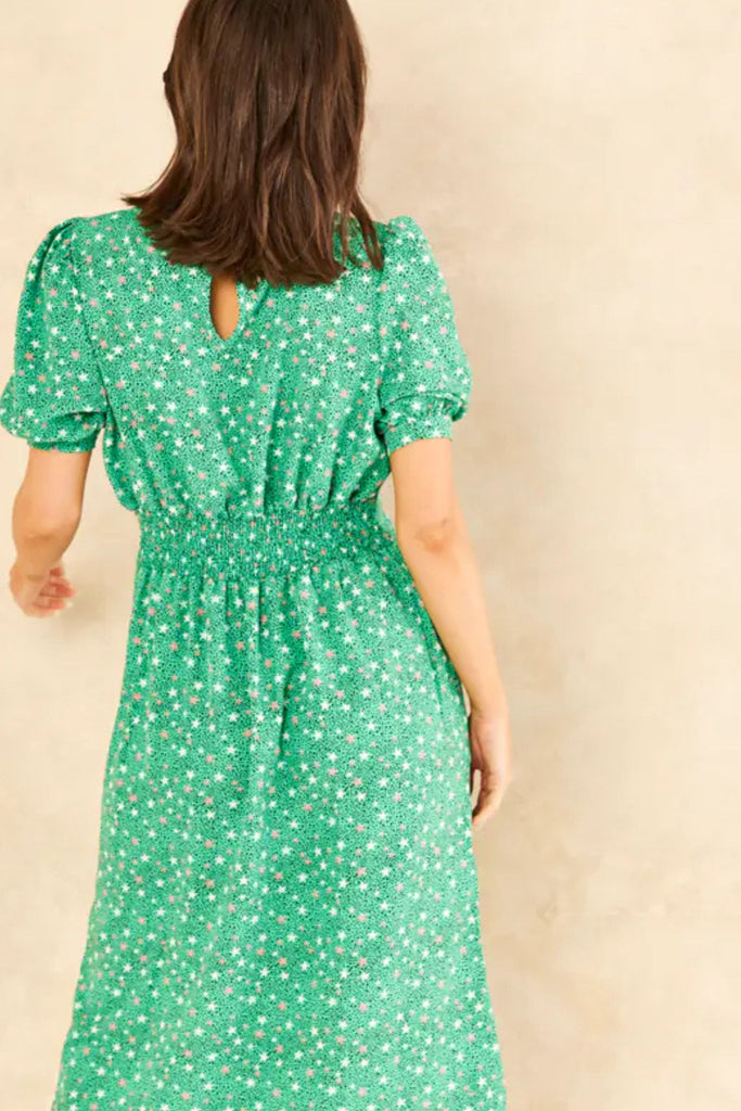 midi-puff-sleeve-tea-dress-green-stars-dots-5