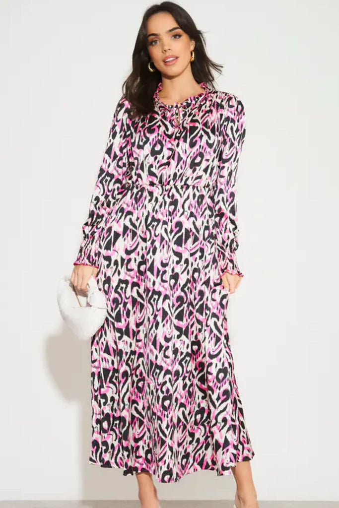abstract-ikat-print-shirred-shoulder-midi-dress-in-pink-3