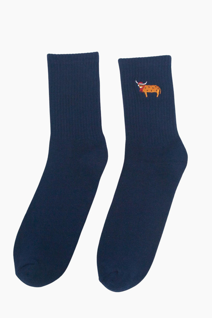 mens-christmas-highland-cow-embroidered-cotton-socks-5-pack-navy