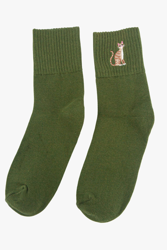 womens-cats-embroidered-cotton-ankle-socks-3-pack-green