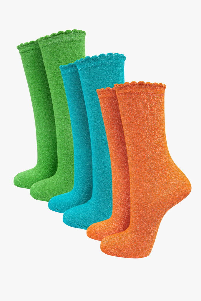 womens-glitter-socks-green-orange-aqua-3-pack-multipack