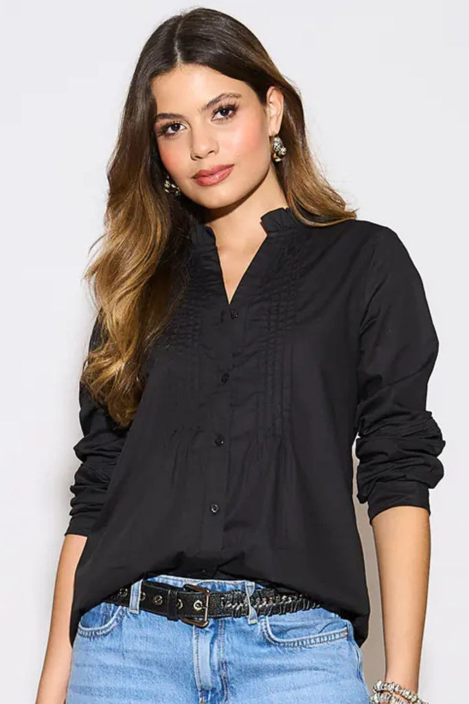ophelia-grandad-collar-cotton-shirt-black-pleated-2