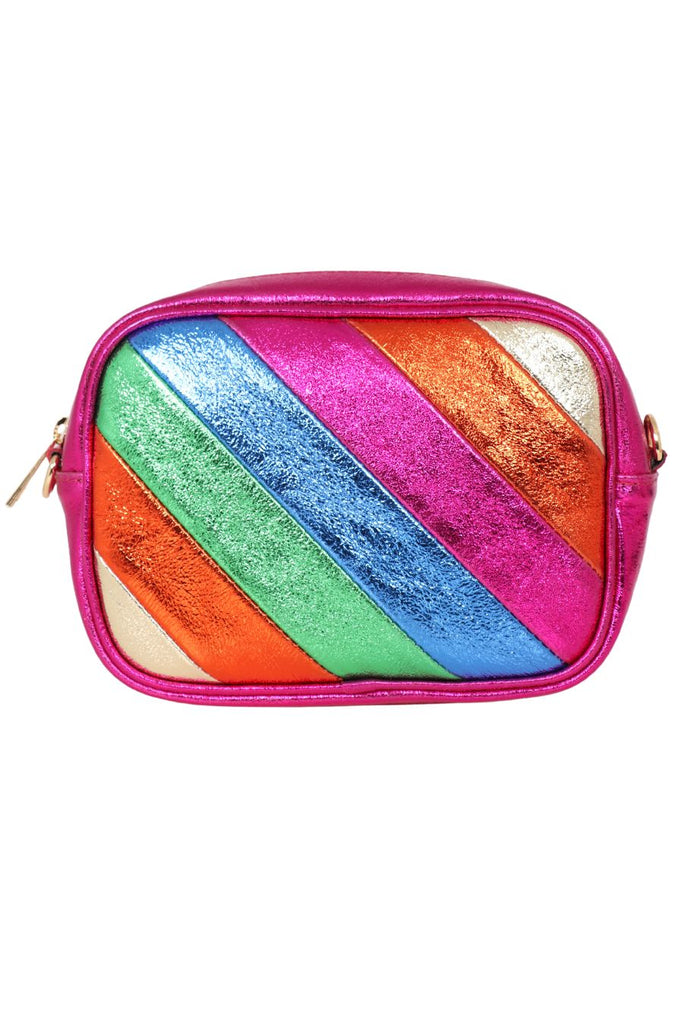 beau-crossbody-bag-fuchsia-rainbow-striped-front-view