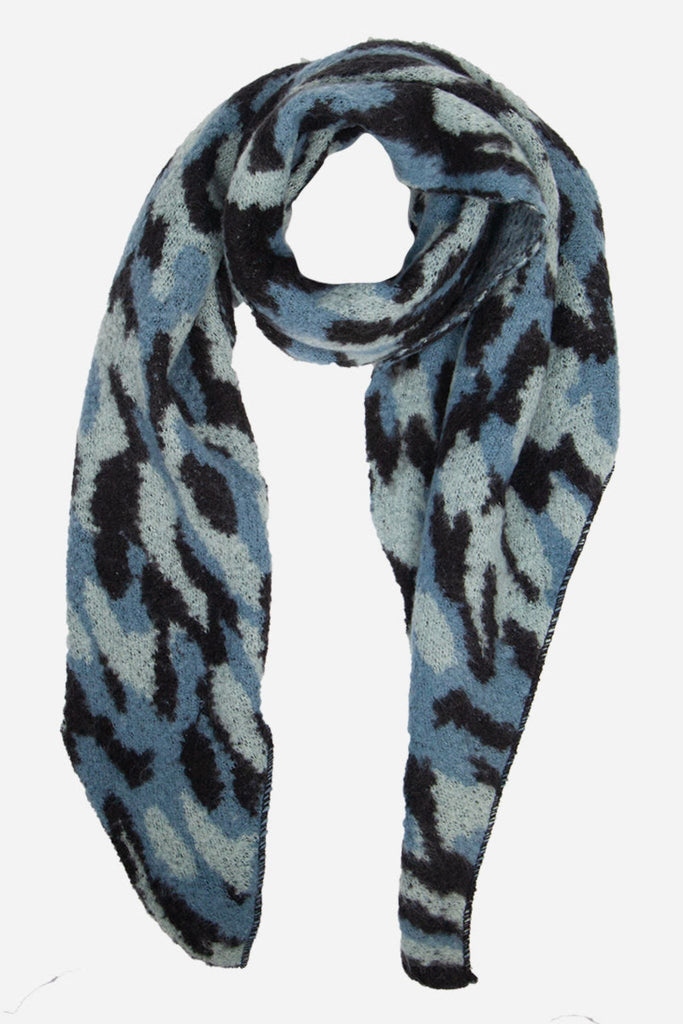 blue camo print winter blanket scarf