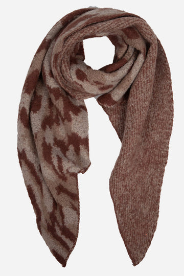 winter blanket scarf with a burnt orange camo print pattern