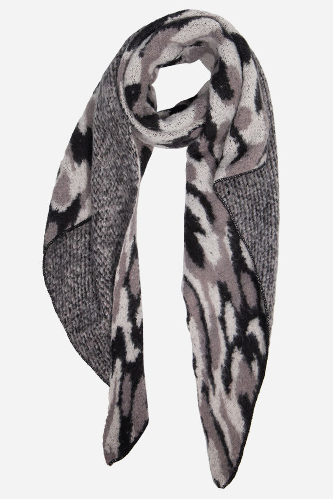 grey camo print winter blanket scarf