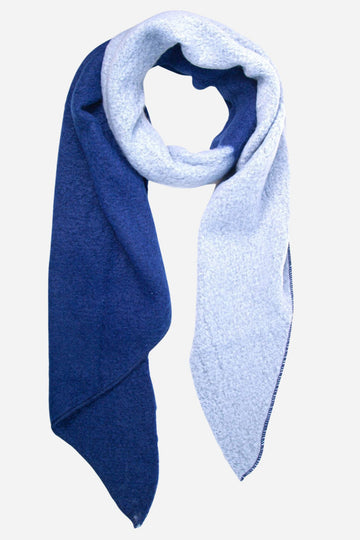 two tone colourblock blue winter scarf, light and dark blue