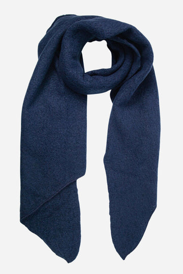 asymmetric navy blue winter blanket scarf