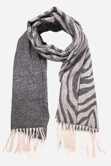 black zebra pattern winter blanket scarf