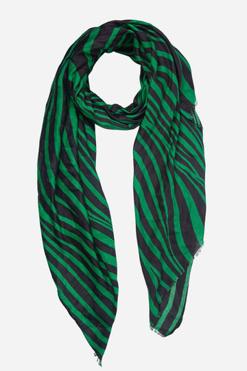 green and black wave striped lightweight scarf