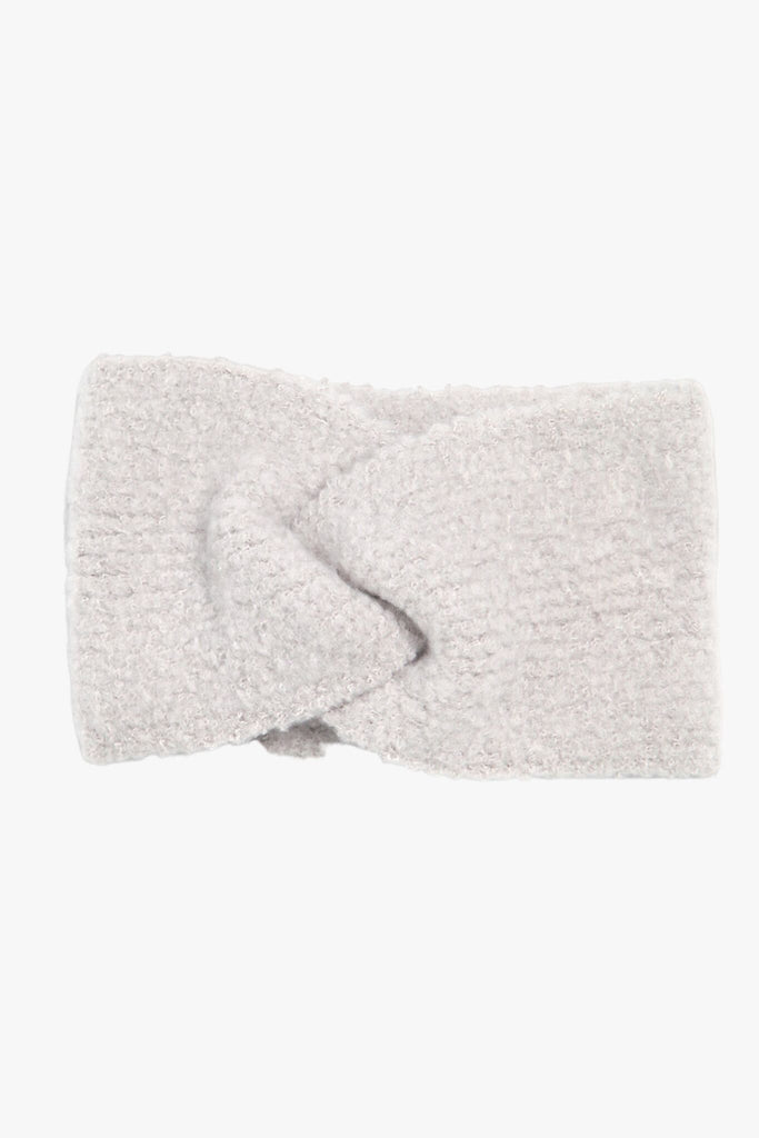 a light grey knitted headband