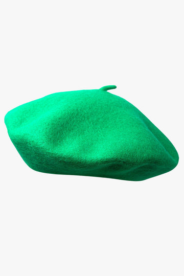 a vibrant green beret hat