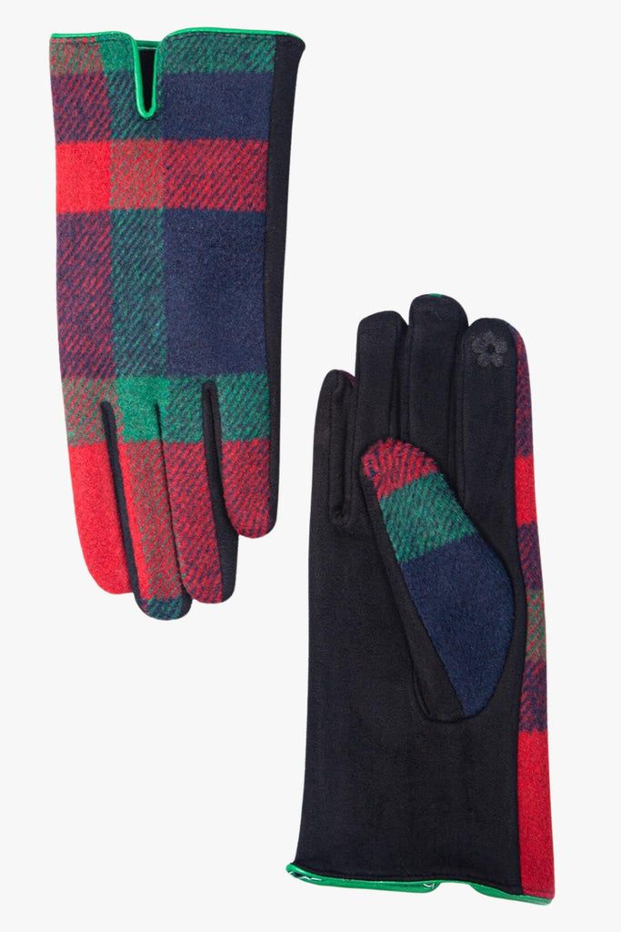 red and green tartan winter gloves