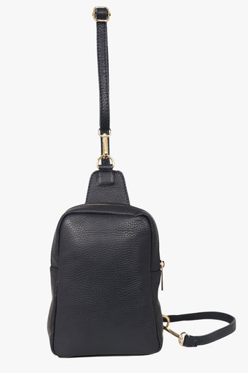 navy blue leather sling bag with detachable bag strap