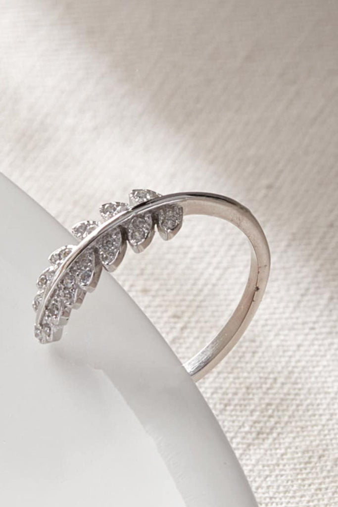 close up of the cz leaf, showing multiple clear stones