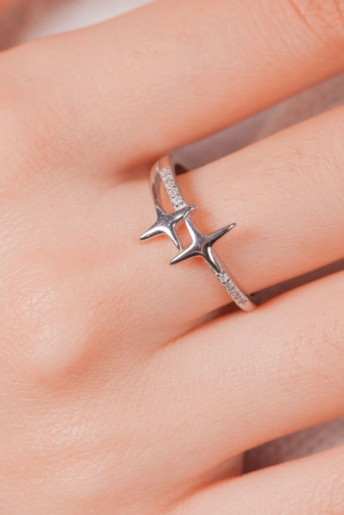 ring worn on a middle finger, showcasing how the ring looks when worn