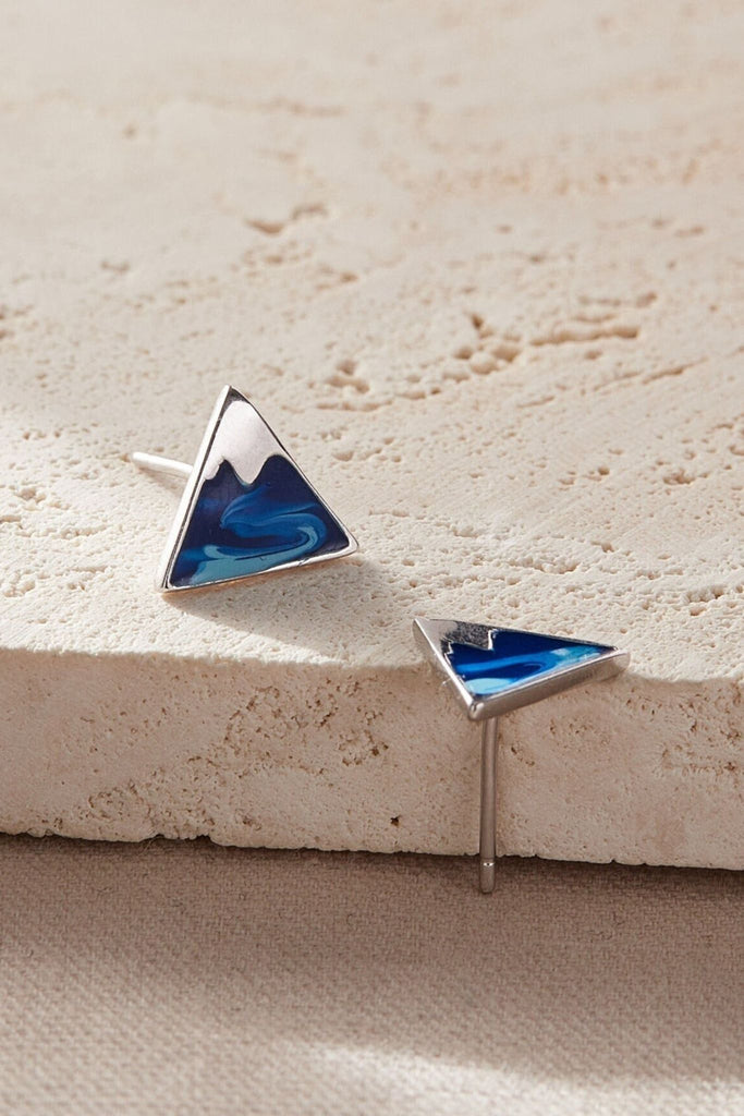 pair of blue mountain stud earrings made from S925 sterling silver