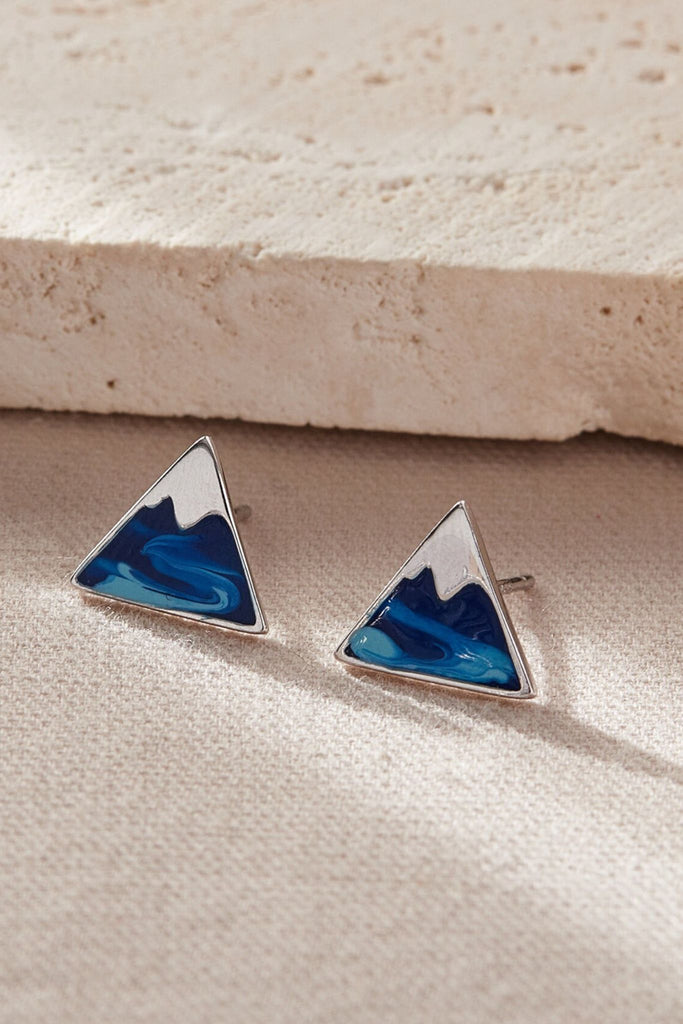 blue mourntain sterling silver stud earrings, triangle shaped