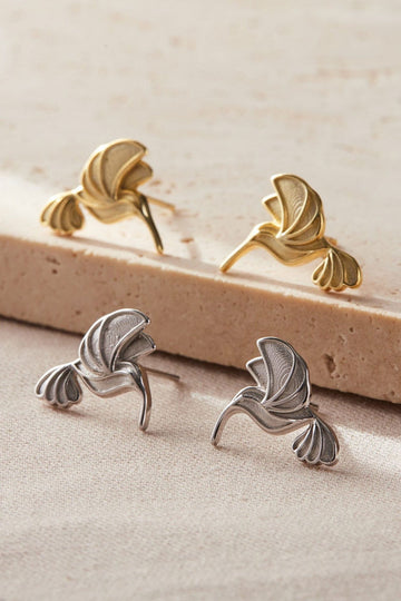 sterling silver and gold plated sterling silver hummingbird stud earrings