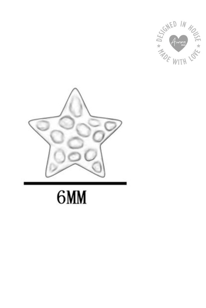 dimernsions of the hammered star studs, 6mm in width