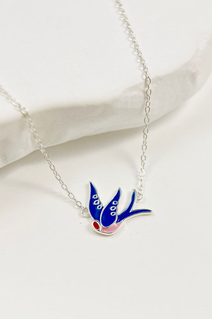 blue swallow sterling silver pendant necklace