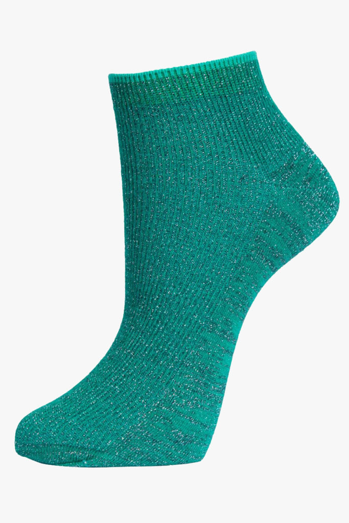 green anklet socks with an all over silver glitter shimmer