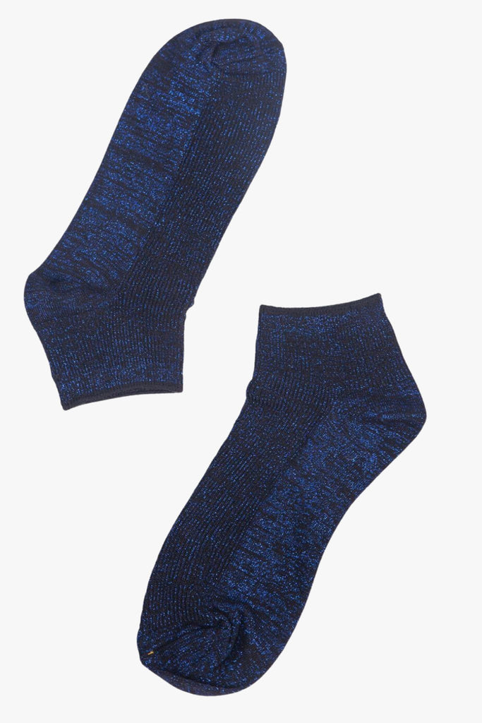 royal blue women's glitter trainer socks