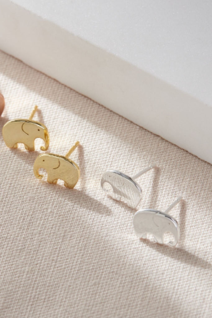 elephant stud earrings in sterling silver and gold plated sterling silver