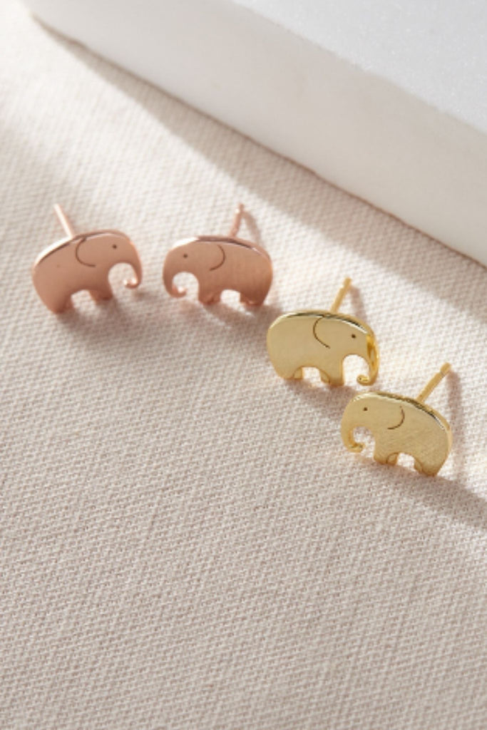 rose gold and gold coloured elephant stud earrings