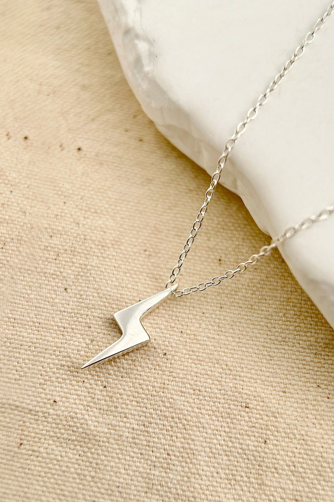 sterling silver lightning bolt pendant on a silver chain