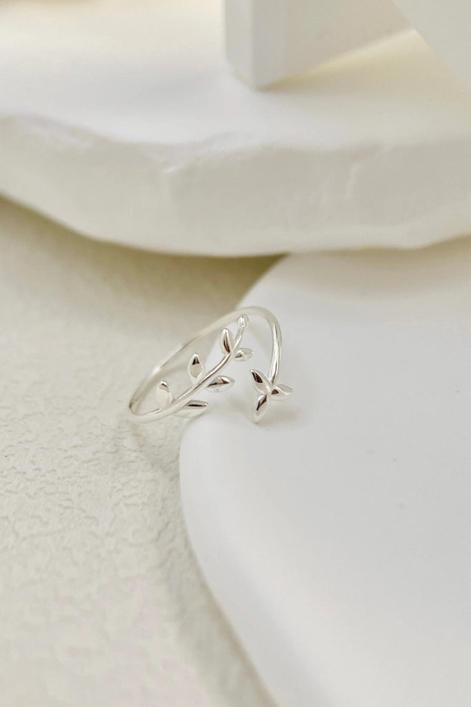 s925 sterling silver olive leaf ring