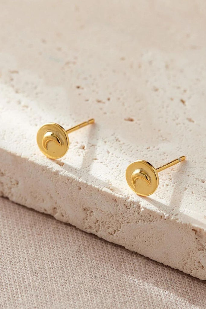 gold crescent moon stud earrings